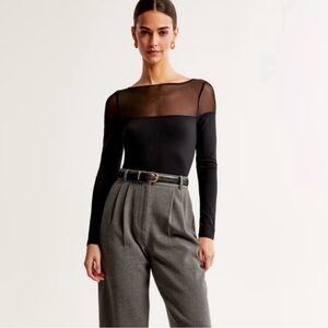 LONG SLEEVE MESH SLASH BODYSUIT / ABERCROMBIE & FITCH